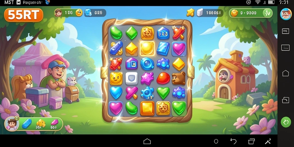 Tampilan gameplay seru di 55RT dengan fitur Match-3.