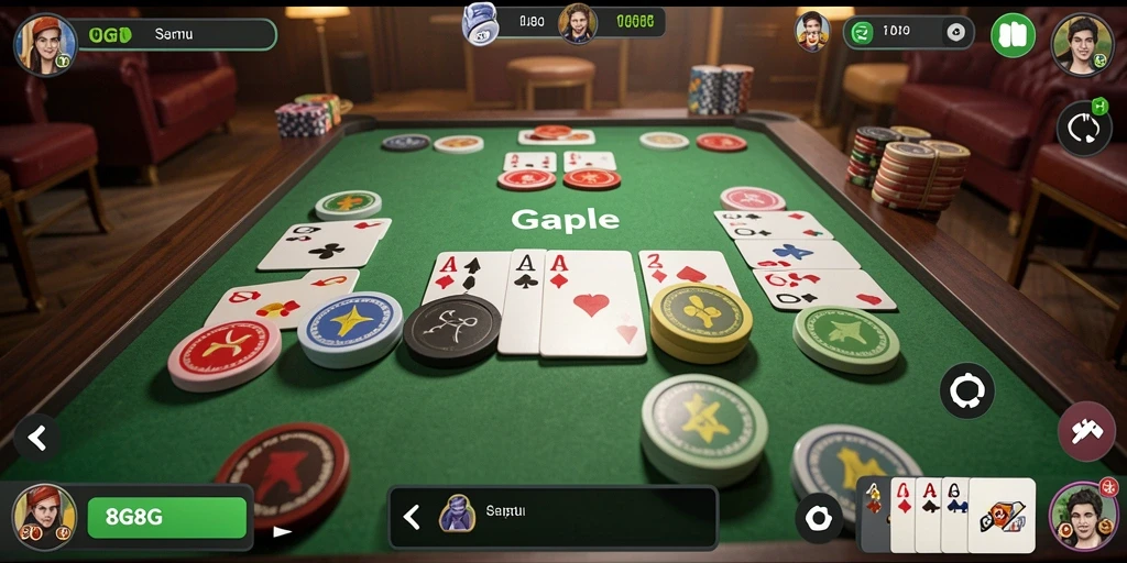 Screenshot gameplay seru 8G8G menampilkan keseruan bermain Gaple.
