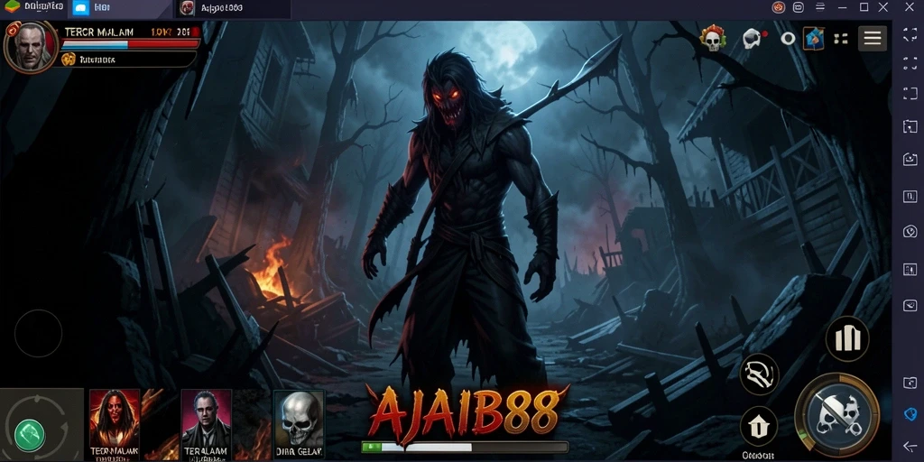 Tangkapan layar gameplay AJAIB88 menampilkan suasana Horror yang mencekam.