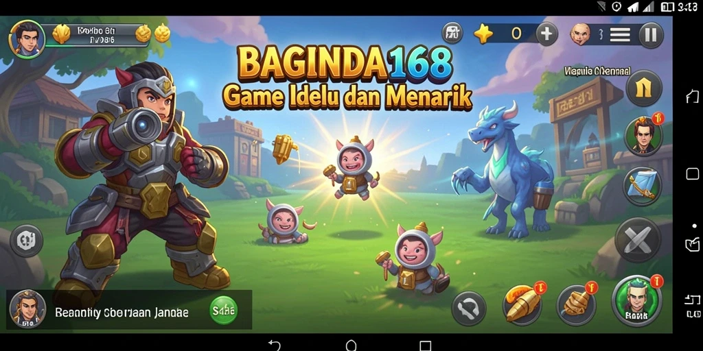 Tangkapan layar utama BAGINDA168 dengan tampilan gameplay Idle yang menarik.