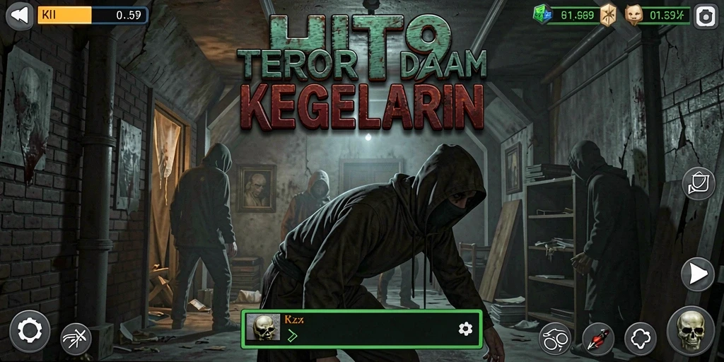 Tangkapan layar gameplay HIT9 yang penuh teror dan ketegangan.