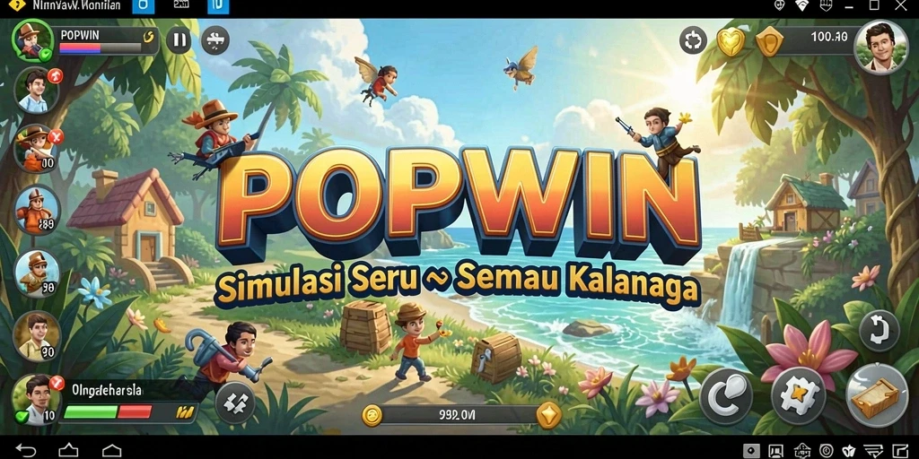 Screenshot gameplay POPWIN menampilkan dinamika simulasi yang seru.