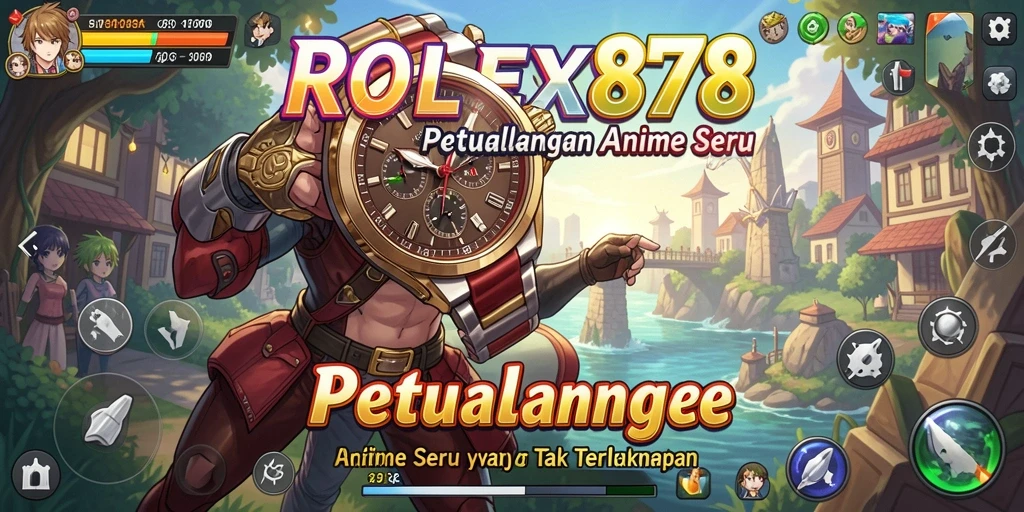 Screenshot gameplay ROLEX878 yang menampilkan pertarungan karakter anime.