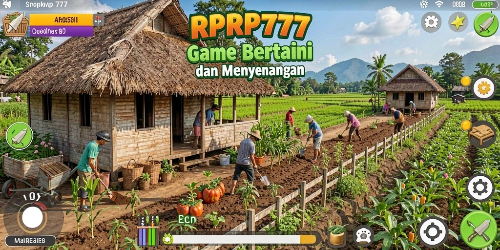 Screenshot gameplay RPRP777 menampilkan momen seru bertani.