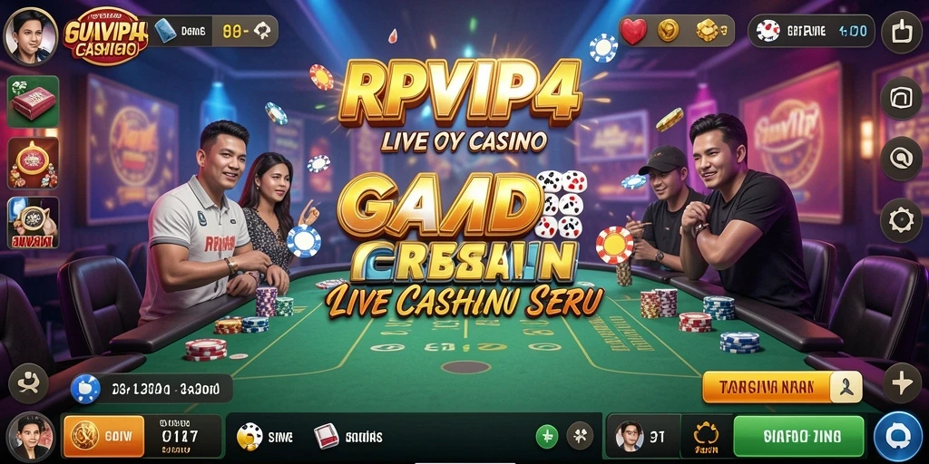 Tampilan gameplay RPVIP4 dengan dealer langsung dan permainan kasino berkelas.