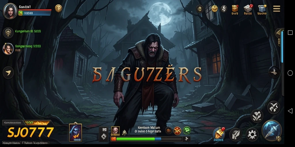 Screenshot gameplay menampilkan suasana menyeramkan di dalam game SJO777.