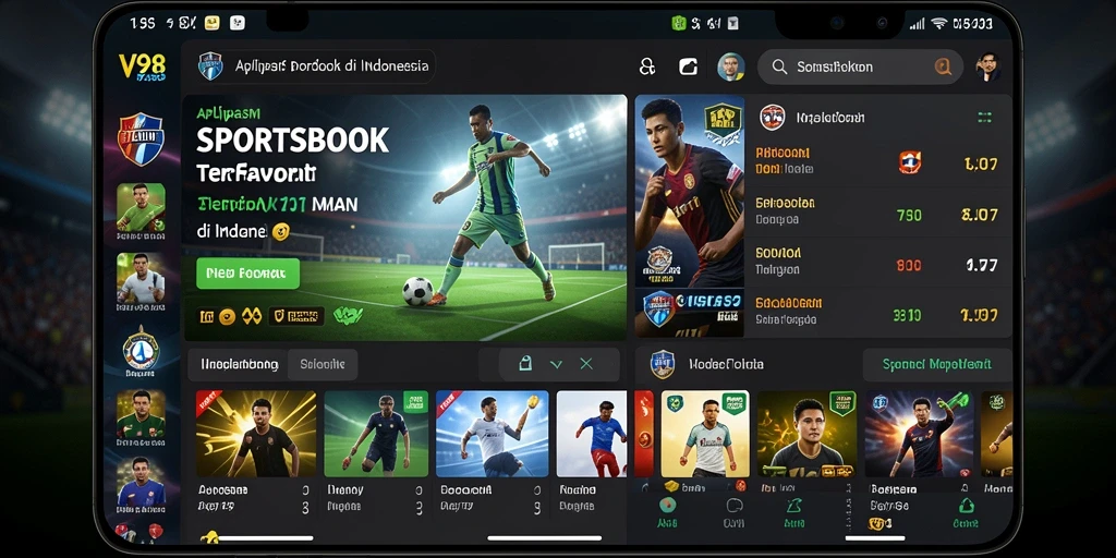 Screenshot gameplay V98 menampilkan fitur taruhan olahraga yang menarik.