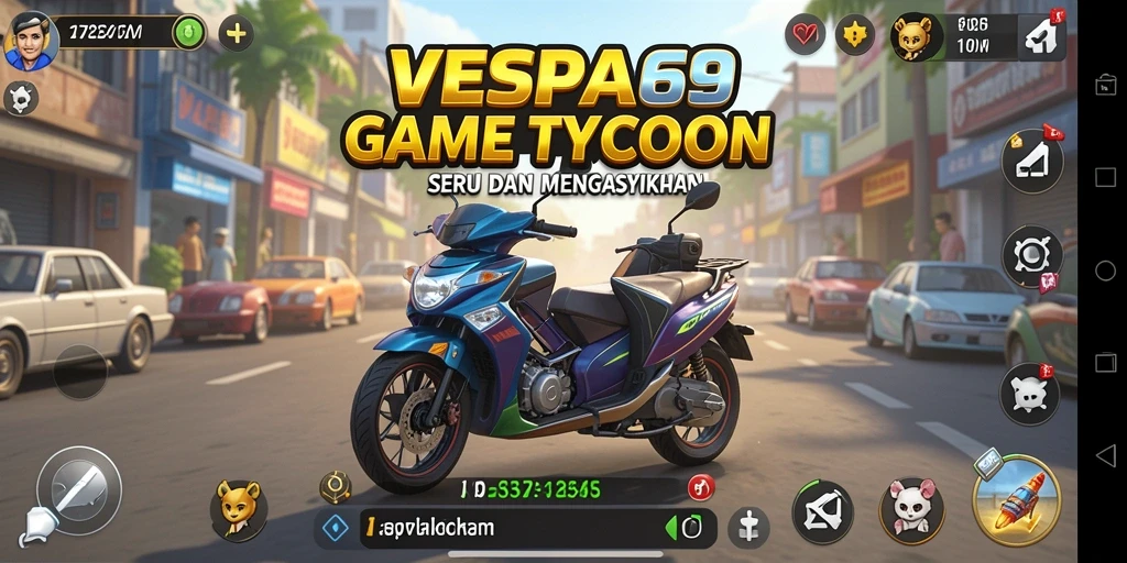 Tampilan utama gameplay VESPA69 dengan keseruan Tycoon.